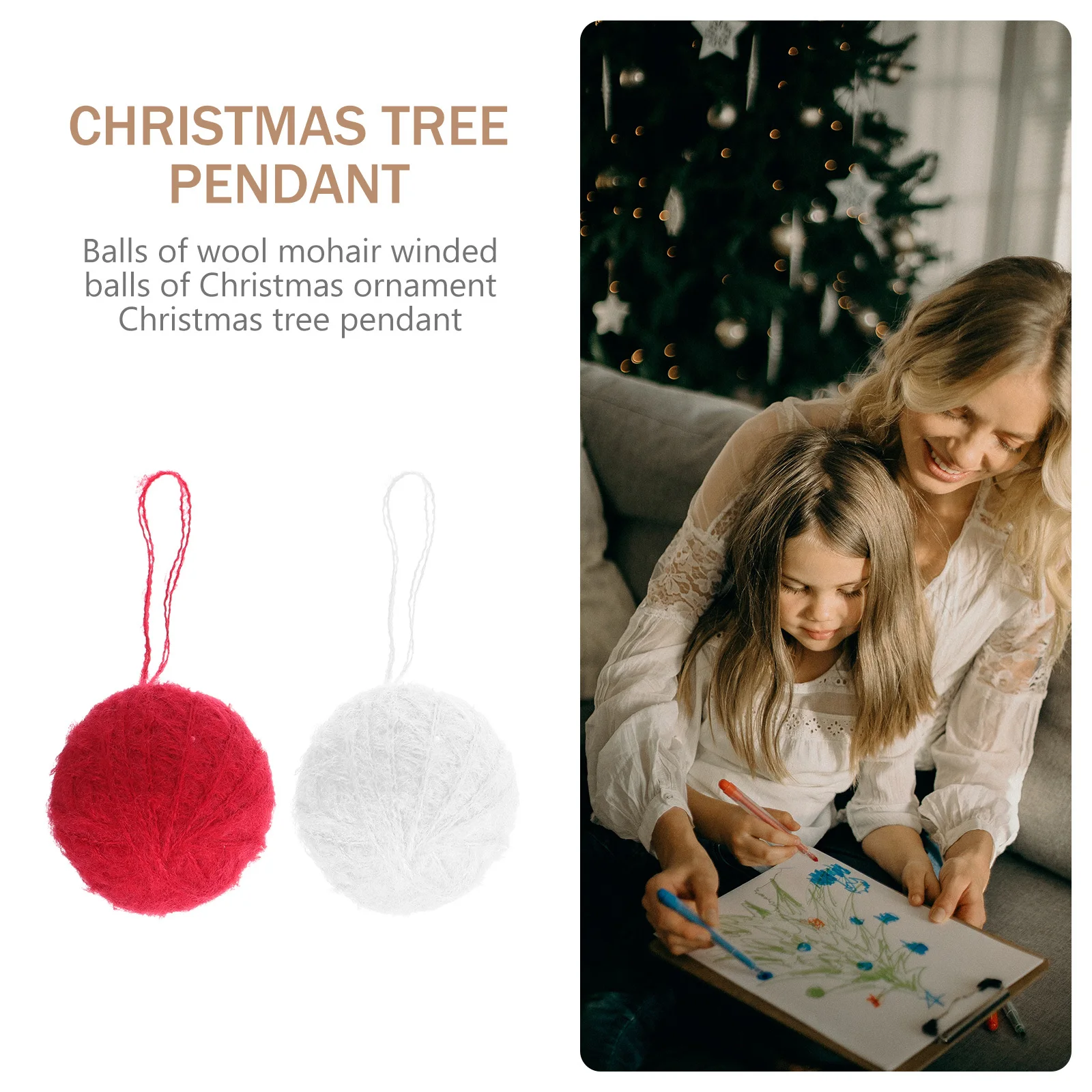 

10Pcs Christmas Tree Hanging Balls Decorative Woolen Yarn Ornaments Xmas Decor Party Supplies Xmas Balls