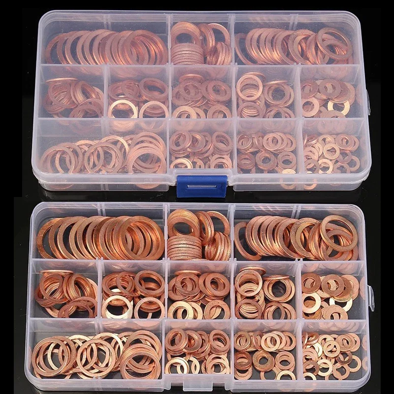 300Pcs Washer Copper Sealing Solid Gasket Washer Sump Plug Oil For Boat Crush Flat Seal Ring Tool