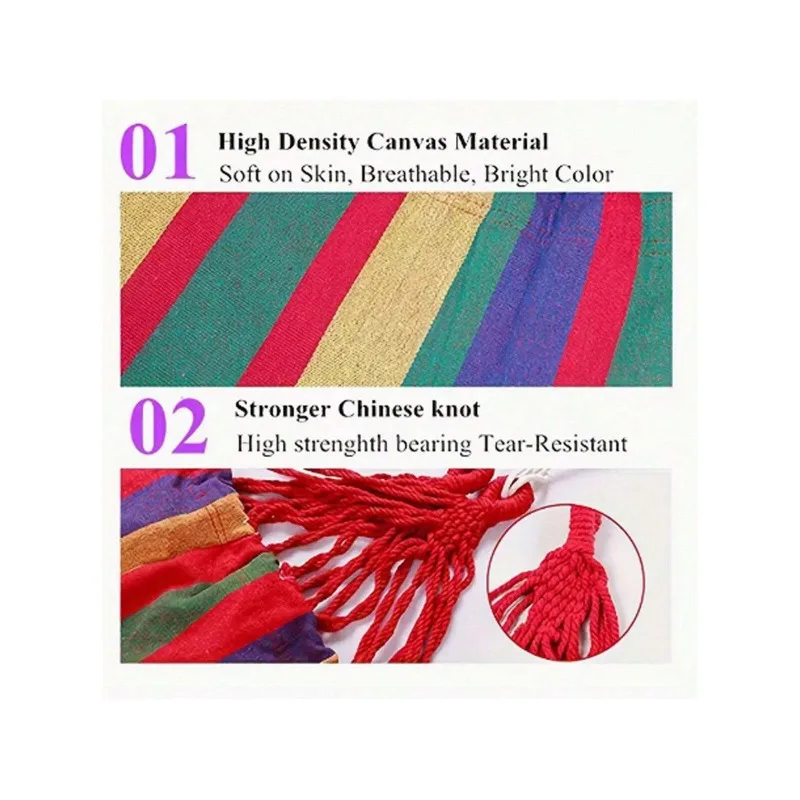 1pc Portable Camping Hammock With Carrying Bag And Tree Straps - Supports Up To 330lbs, Anti-Roll Design For Comfortable Sleep image 3