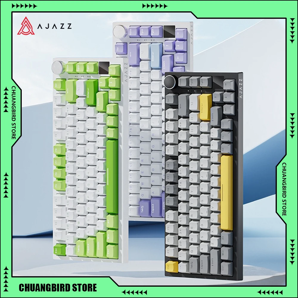 AJAZZ AK820 Pro Tri-Mode Wireless Mechanical Keyboard Customize Screen Multifunctional Knob Gaming Keyboards PC Accessories Gift