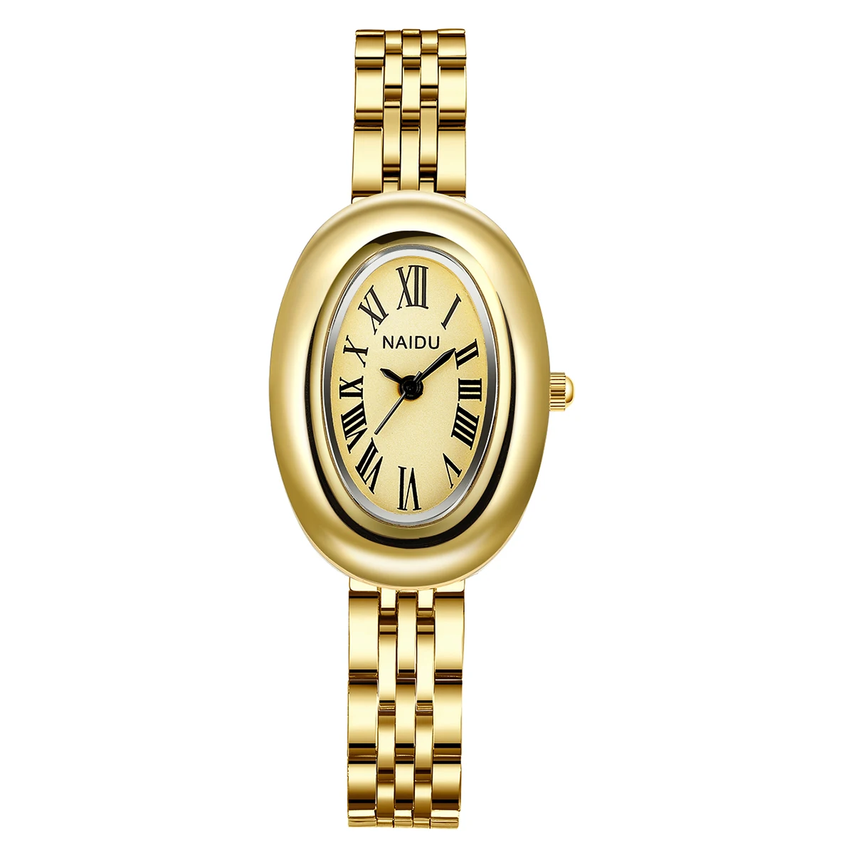 Hot Sale Fashion Watch for Women Mid Ancient Style Oval Dial Small Gold Watch Adjustable Steel Strap Quartz Wristwatch Wholesale