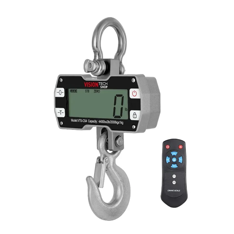 

Digital Crane Scale, VTS-CS4 4400lb/2000kg Heavy Duty Compact Hanging Industrial Scale with Remote Control, Large LCD Display, B
