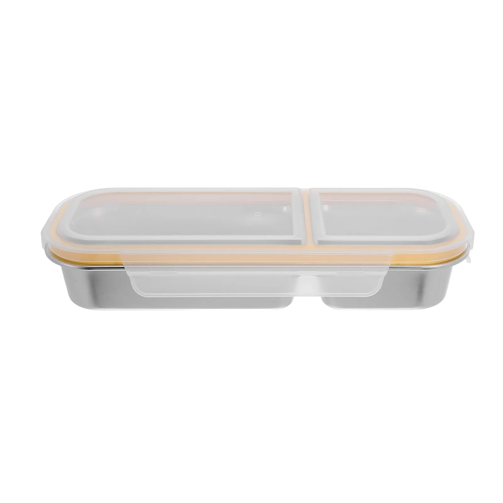 Stainless Steel Divided Lunch Box 700Ml Double Compartment Leakproof Food Storage Container for School Work Travel Snack Bento