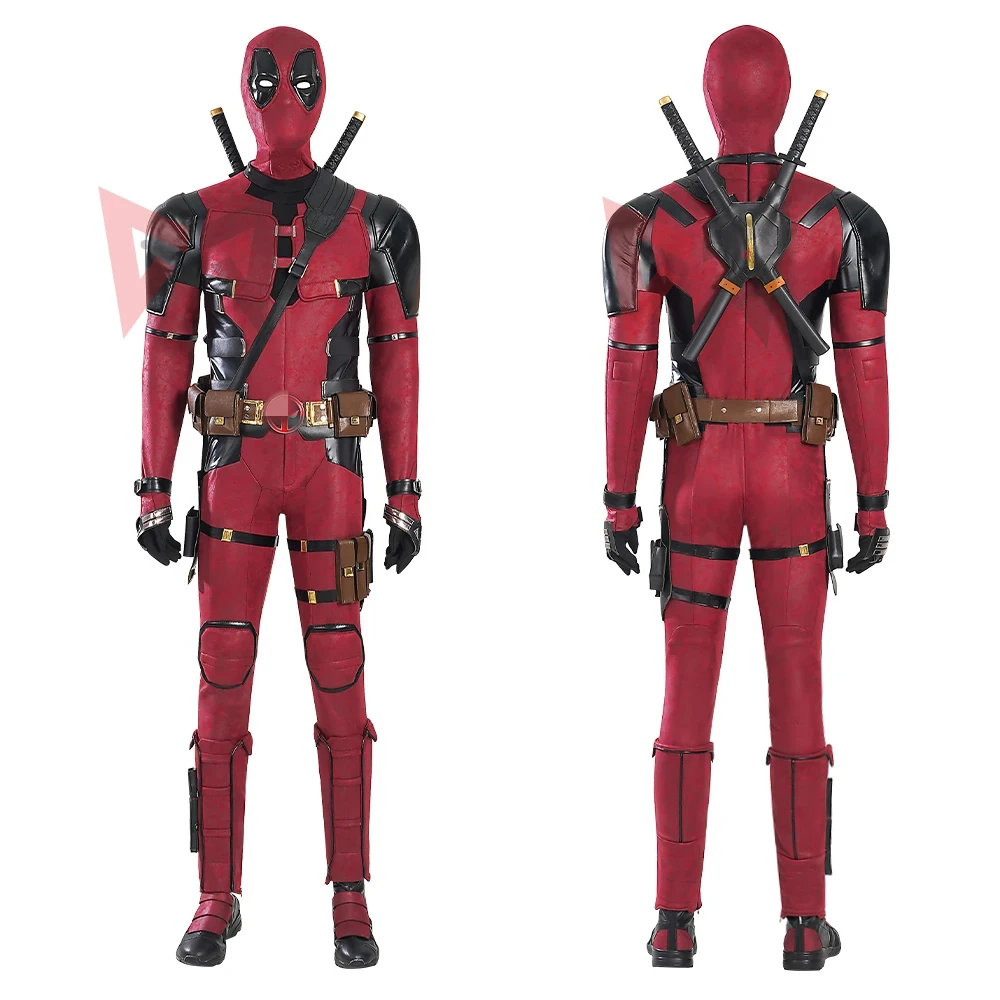 Cosutme-Mono de Deadpool 3 para Cosplay, traje de película antihéroe, con cinturón, para Halloween