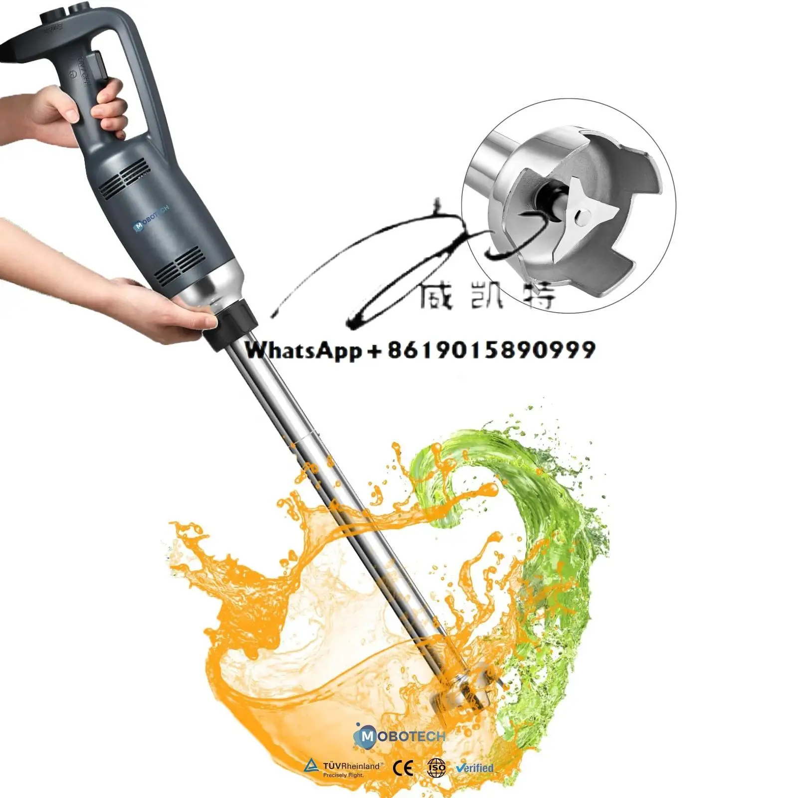 Powerful Immersion Blender Handheld Mixer with Adjustable Speeds Durable Blade Chopper Whisk Beaker Stick Blender for Cooking