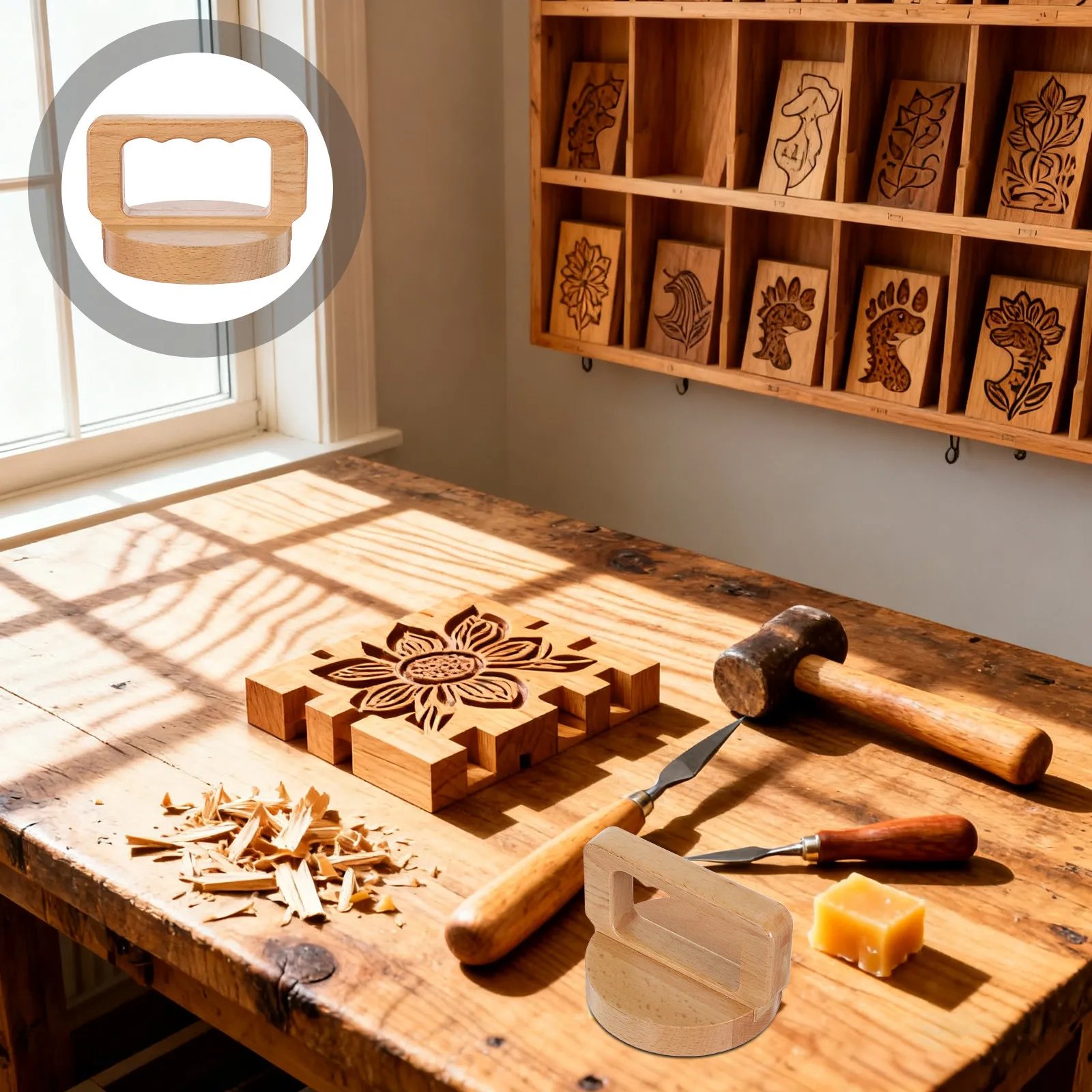 

Crafting Wood Baren for Printmaking Tool with Easy Grip Handle Sturdy Block Engraving Stamping Linocut Crafting Wood Block