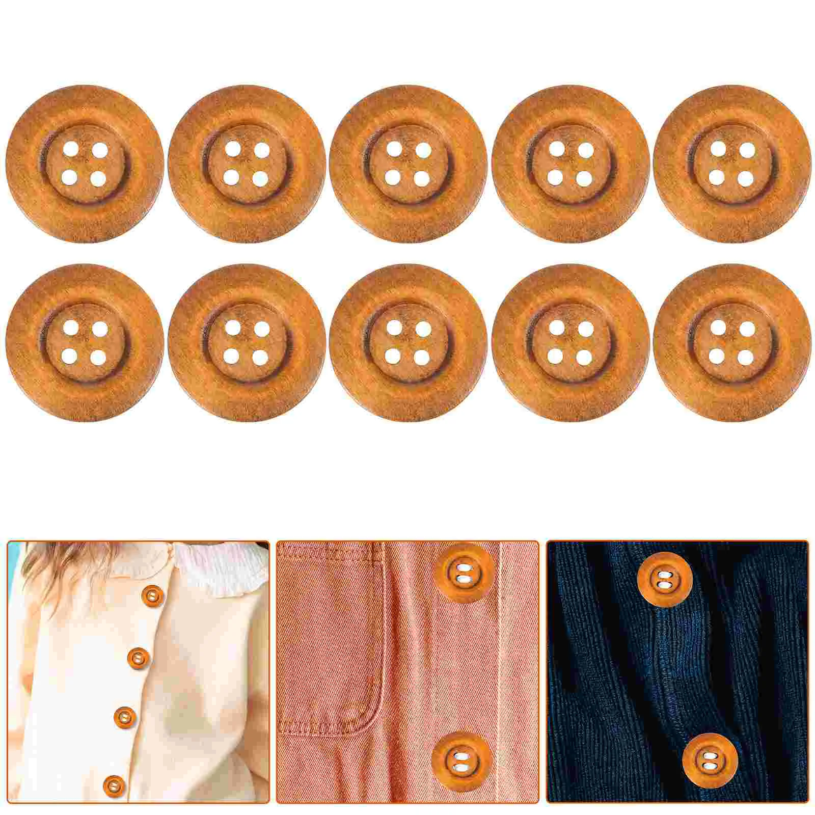 

10PCS 50MM Wooden Round Solid Buttons Solid Pattern Wooden Buttons Craft Snaps for Sewing Knitting Scrapbooking