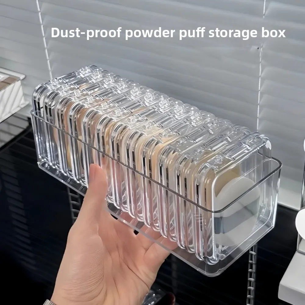 Powder Puff Storage Box, Portable, Empty Box, Transparent, Clean, Portable, Always Available for Business Trips