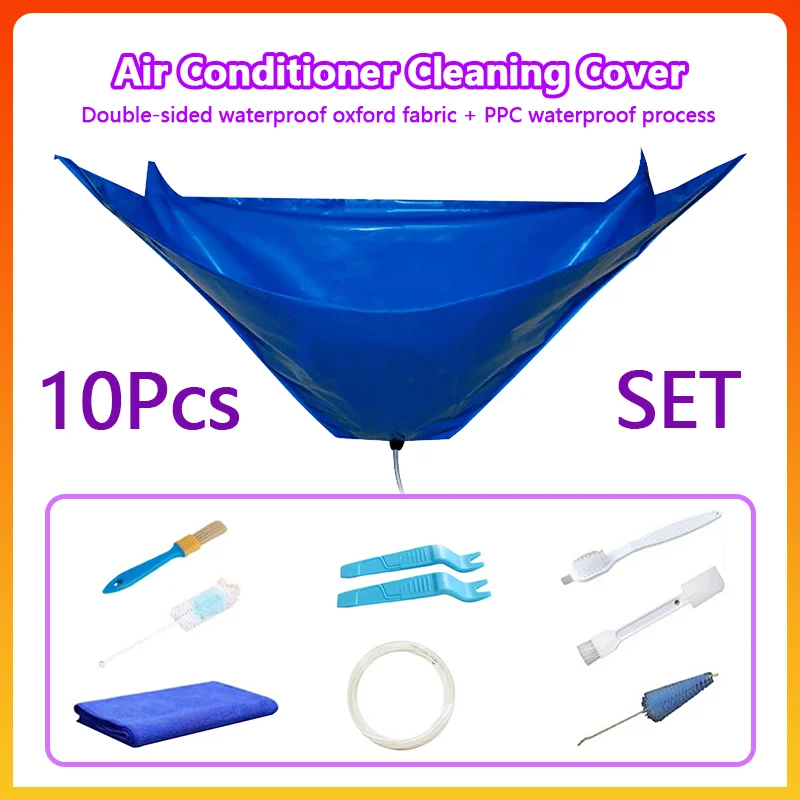 10pcs Air Conditioner Cleaning Kit Split Air Conditioner With Waterproof Bag Washing Tools Multipurpose Cleaning Agent