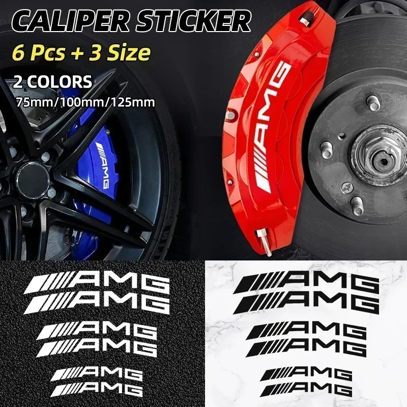 6PCS AMG car sticker brake caliper sticker window glass decoration is suitable for Mercedes-Benz AMG A C E R M Class CLA GLAW204