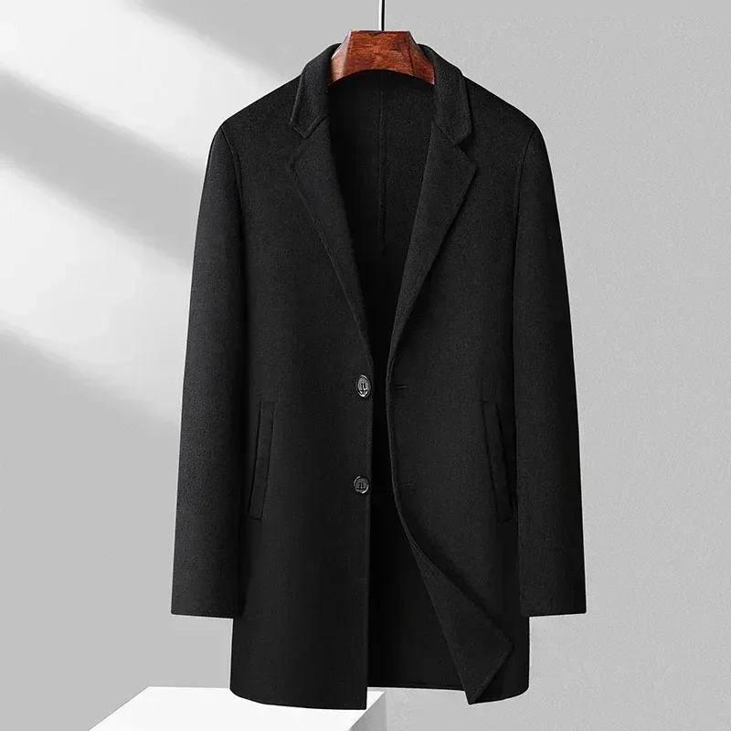 Autumn and Winter Double-Sided Wool Coat Men's Mid-Length New woolen Windbreaker Casual Warm