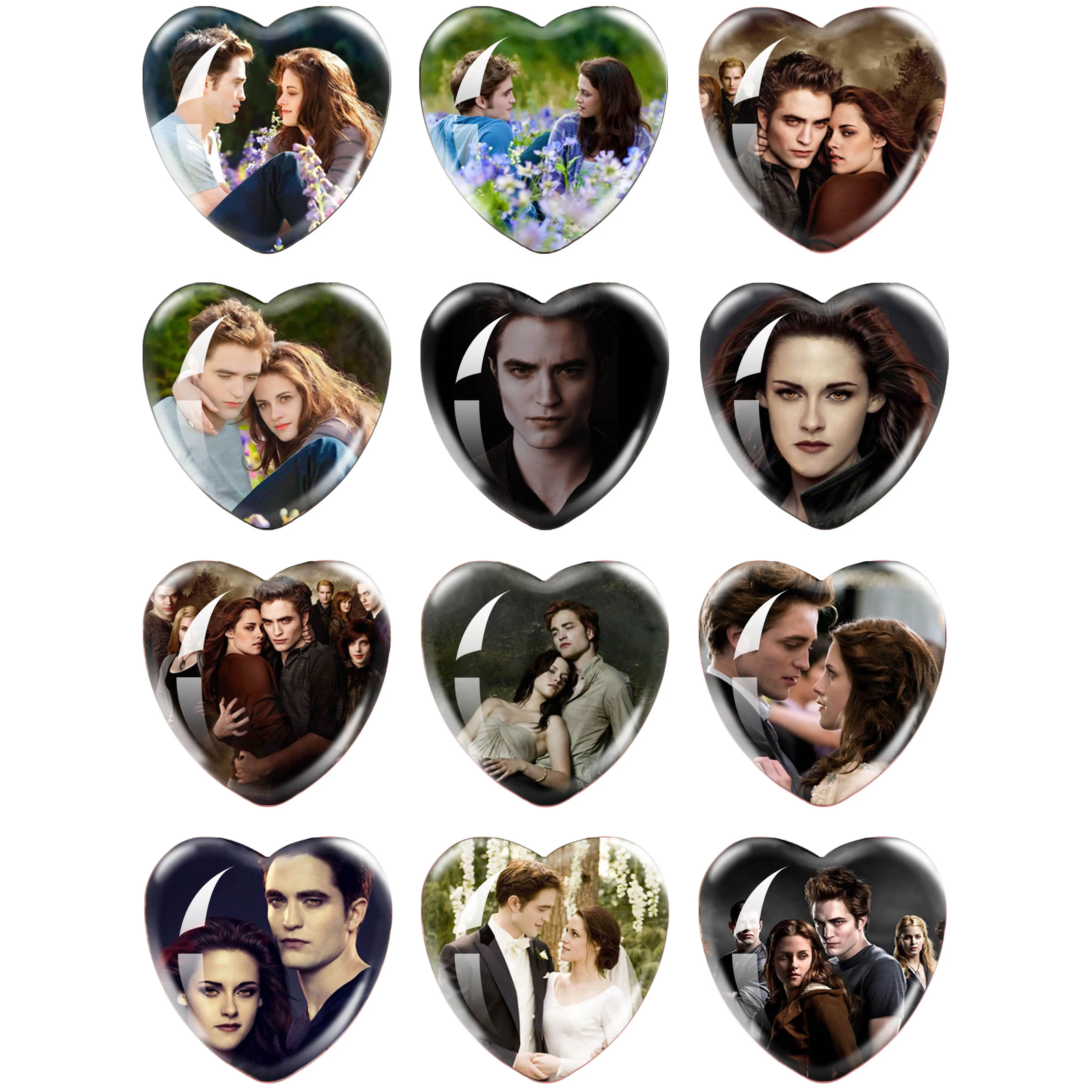 Twilight Movie Vampire Bella Edward Jacob Renesmee Character 16mm-30mm Heart Photo Glass Cabochon Demo Flat Back Making Findings