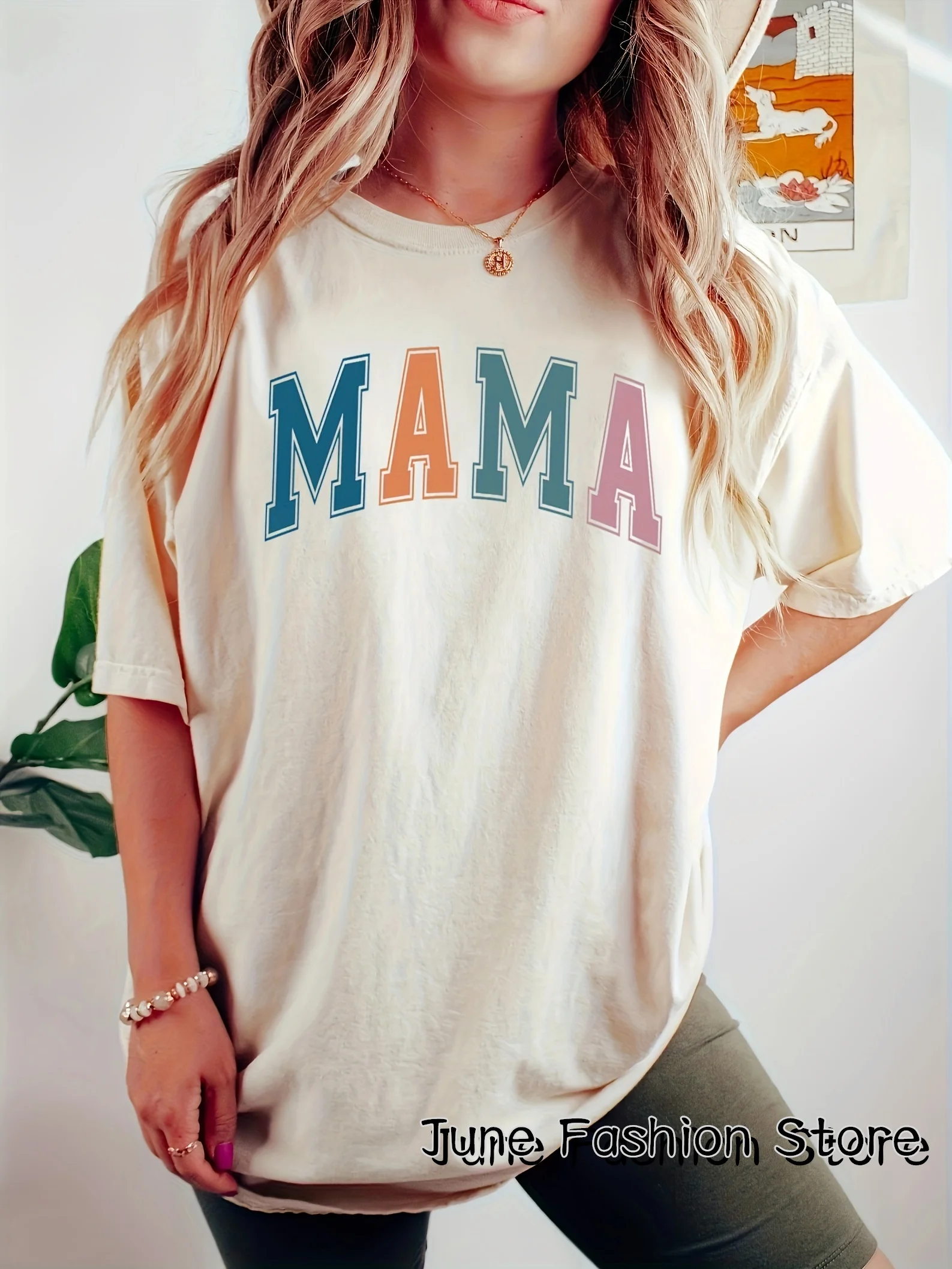 Summer Women MAMA T-Shirt Fashion Letter Print Short Sleeve Cotton Clothing Female Vintage Tops Tees Mother Casual Streetwear