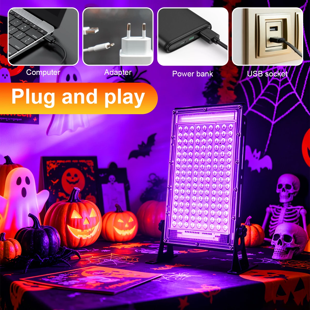 395nm LED UV Flood Light Black Light LED Stage Black Light UV Fluorescent Party Stage Two Installation Methods Backlight