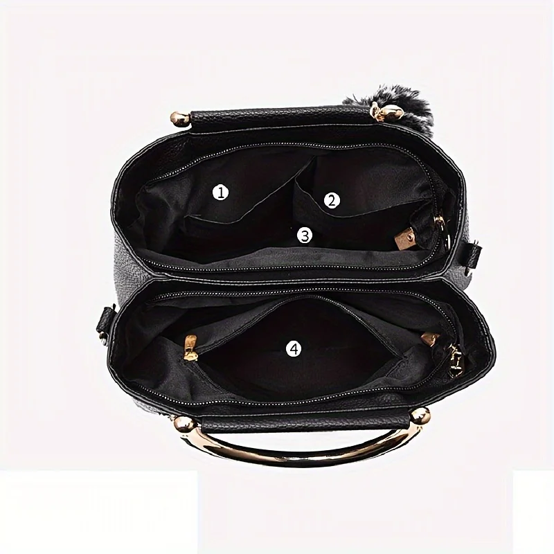 3D Flower Decor Handbag, Women\'s PU Leather Crossbody Bag, Fashion Small Top Handle Purse