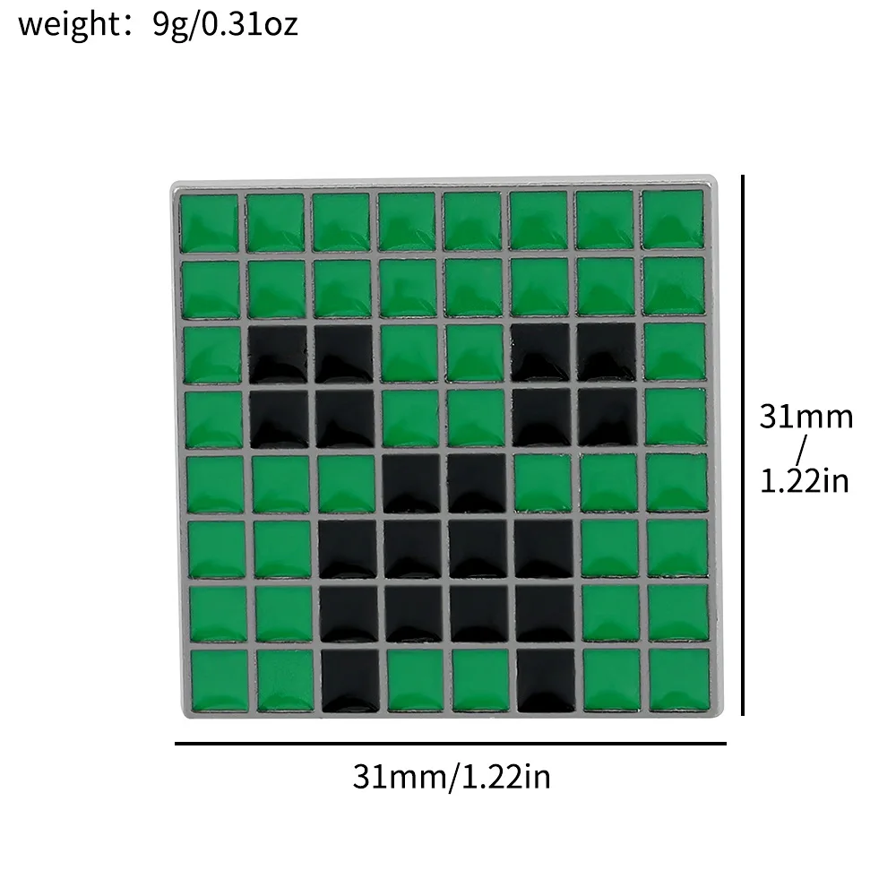 Creative Squares Geometric Swords Letters Enamel Brooch Green Stitching Alloy Pins Punk Badge Personality Woman Jewelry Gift