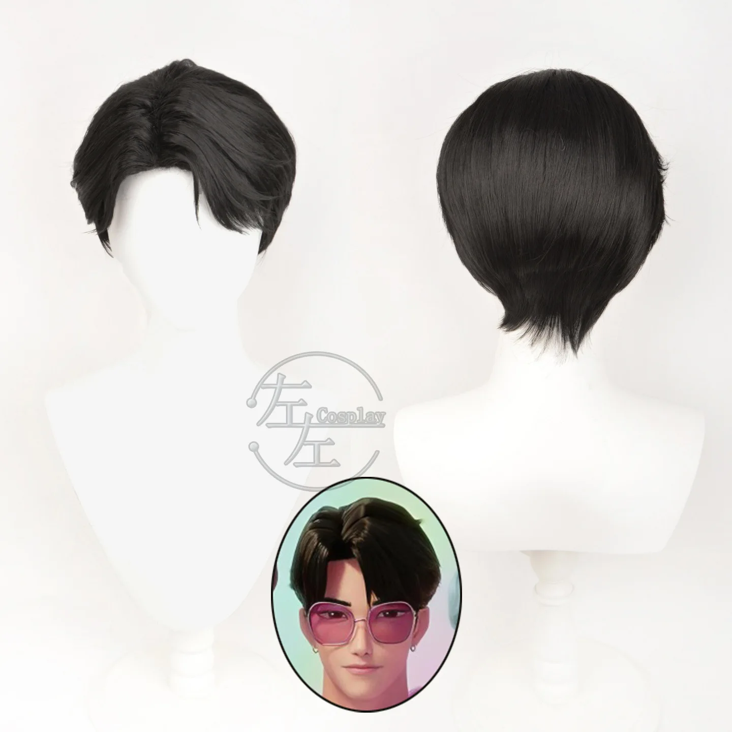 Sajaboys Jinu Cosplay Wigs Sajaboys Anime Character Dress Up Wigs Male Black Short Hair Carnival Halloween Costume Accessories