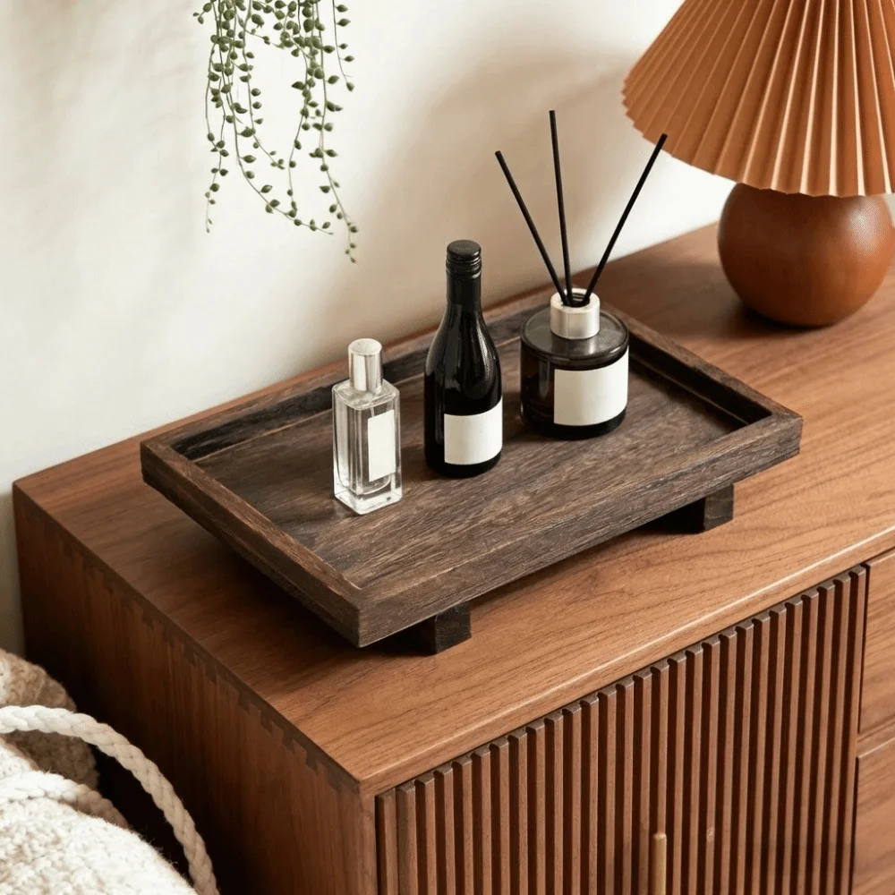 Solid Wood Bathroom Storage Tray Japanese Style Multi-functional Wooden Tray Plate Snack Plate Heat Resistant Gongfu Tea Tray