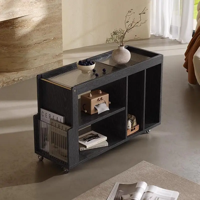 Nordic retro style living room coffee table bedroom storage storage solid wood creative trolley sofa corner table