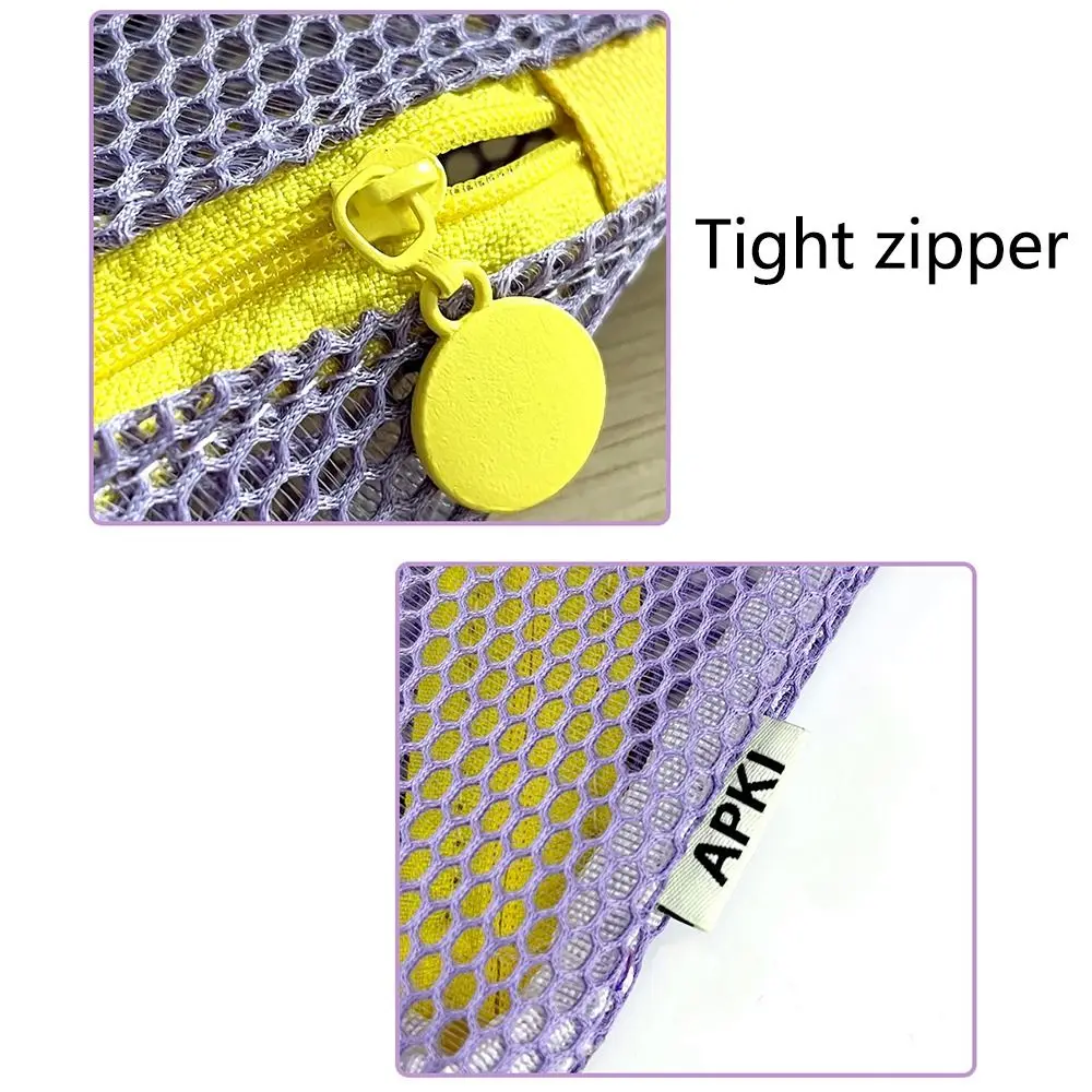Lightweight Mesh Zipper Bags Portable Visibility Mini Makeup Pouch Rotary Hook Space Saving Cosmetic Accessories Organizer