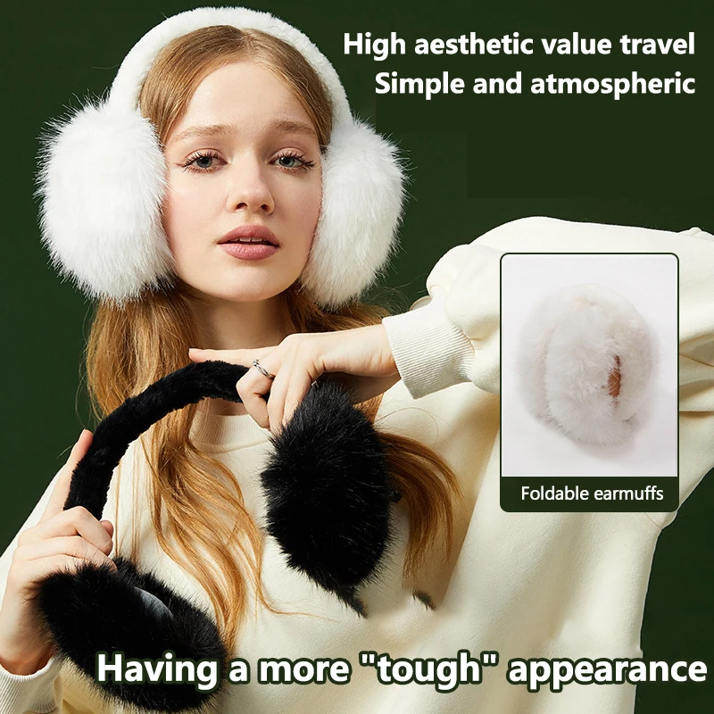 Soft Plush หูอุ่นฤดูหนาว WARM Earmuffs สําหรับผู้หญิงผู้ชายแฟชั่นสีทึบ Earflap กลางแจ้งเย็นป้องกันหู-Muffs ฝาครอบหู