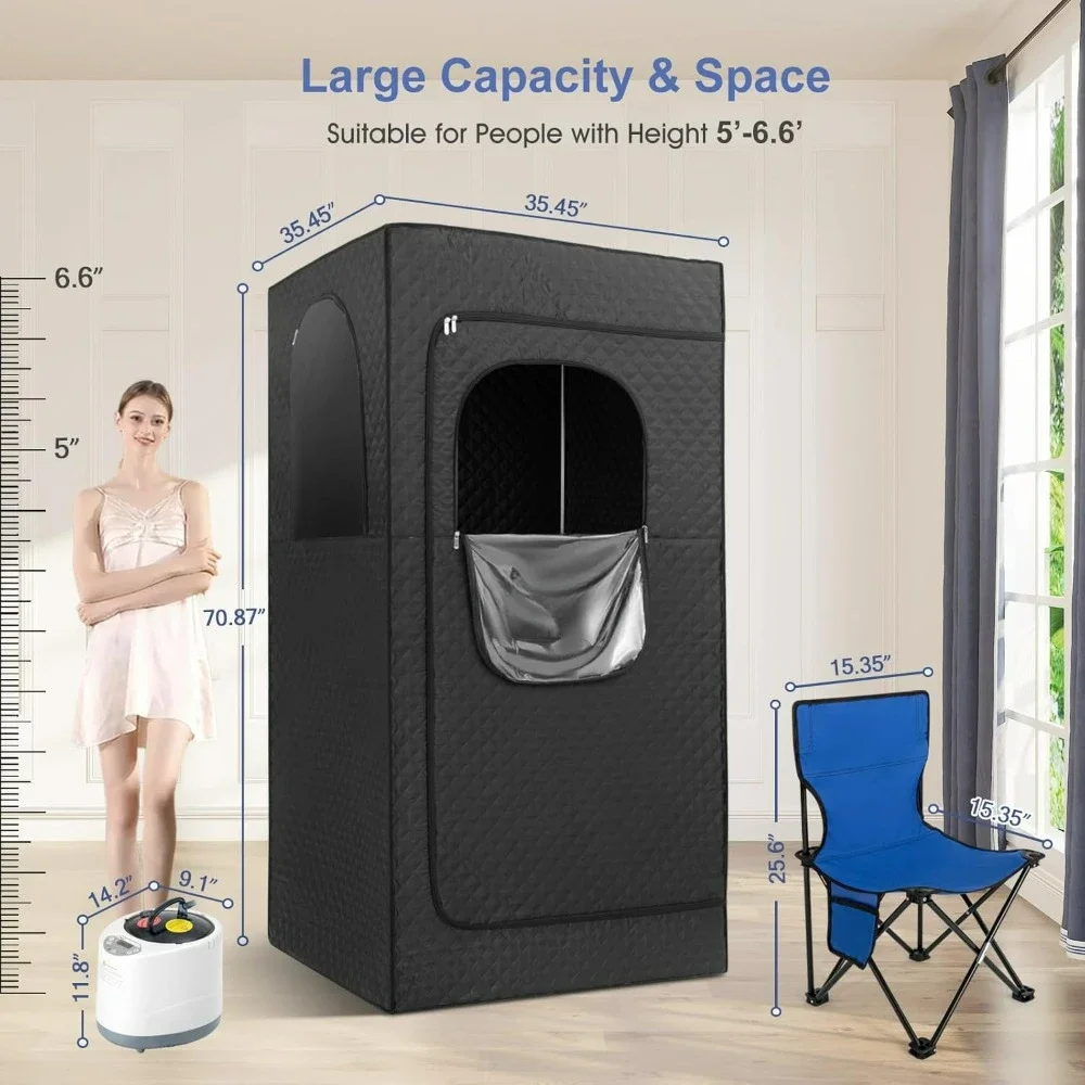 Portable Steam Sauna, Personal Full Body Home Sauna Tent, Indoor Sauna Box for Home Relaxation with 4L 1600W Steam Saunas