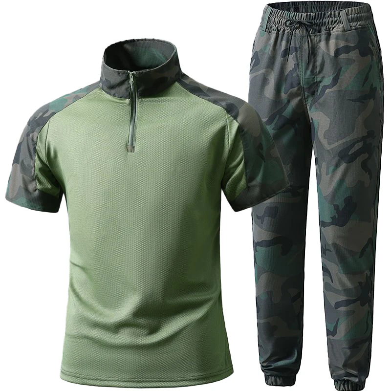 

Summer Tactical Uniform Camo Hunting Clothes Combat Workwear Cargo Pants Men Trainning Suits Airsoft Paintball Waterproof Sets