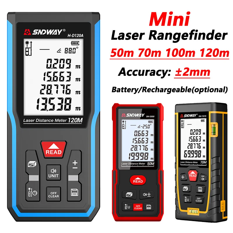 50m 70m 100m 120m Laser Rangefinder Range Finder Digital Mini Rangefinder High Accurate Building Measuring Laser Distance Meter