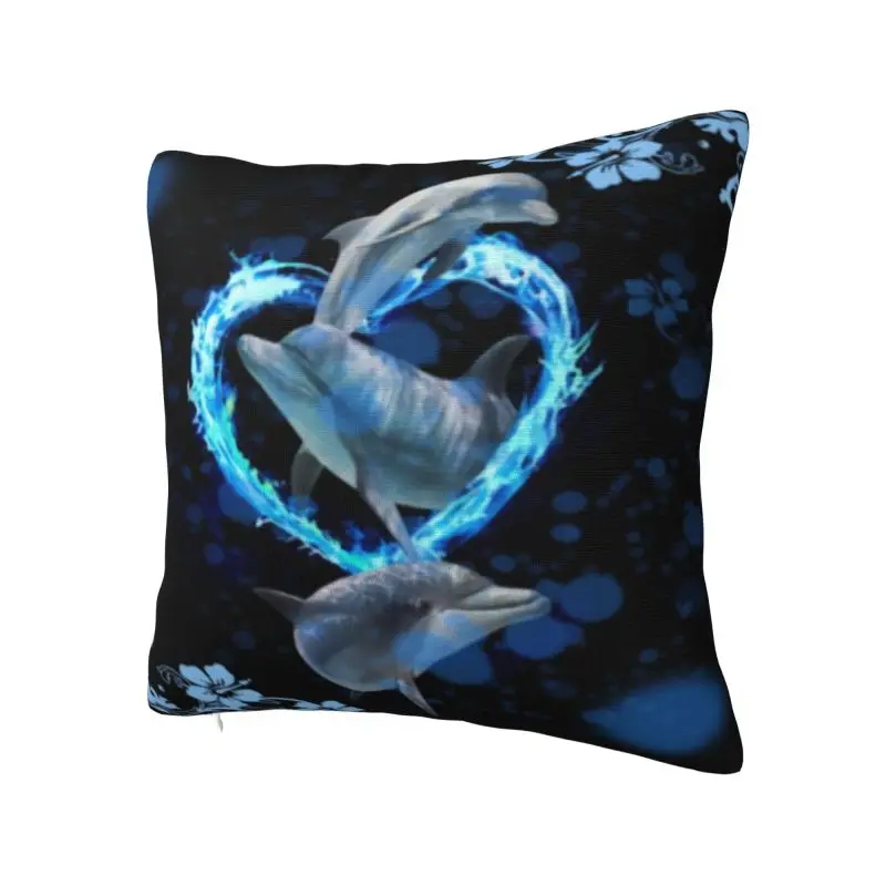 Custom Blue Dolphins Nordic Throw Pillow Covers Bedroom Decoration Ocean Blue Sea Animal Water Whale Cushions for Sofa