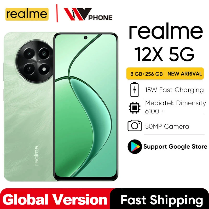 

Realme 12x 5G Smartphone Original Global Version 50MP 50MP AI Camera MediaTek Dimensity 6100+ 5G 6.67'' 120Hz AMOLED Display