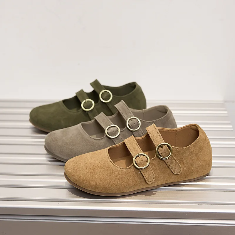 CICIYANG Women's Flats Mary Jane Shoes Cow Suede Leather Casual Loafers 2026 Spring Autumn New Non-slip Retro Female Casual Shoe