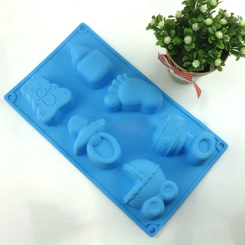 1Pc Cute Silicone Mold Footprint Bear Shape Non-toxic Soap Mould Fondant Molds Baby Shower Party Supplies Cake Decorating Tools