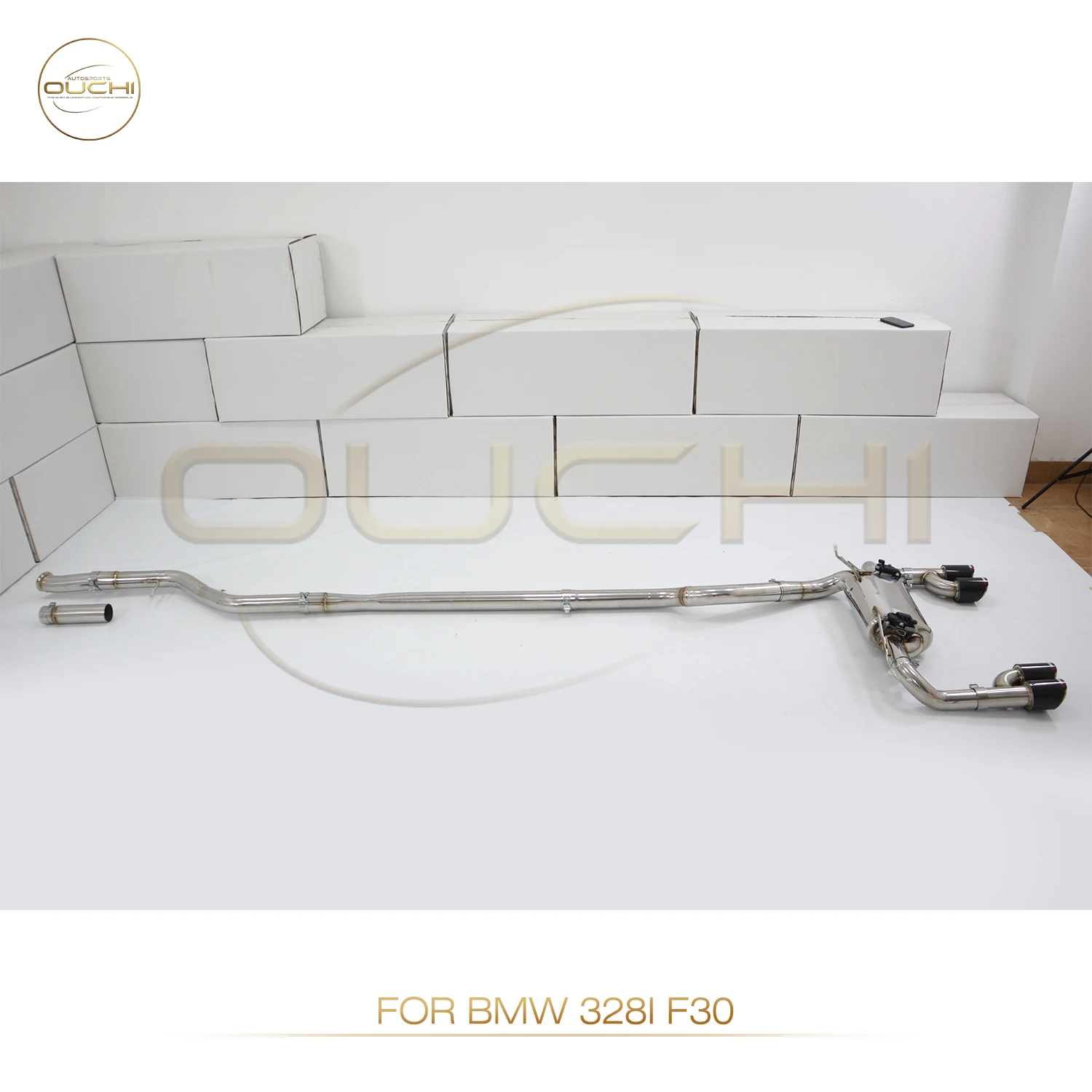 OUCHI جودة عالية الفولاذ المقاوم للصدأ العادم Catback لسيارات BMW 3 Series 328i F30 2013-2016 2.0T N20 مع كاتم الصمامات أنبوب العادم