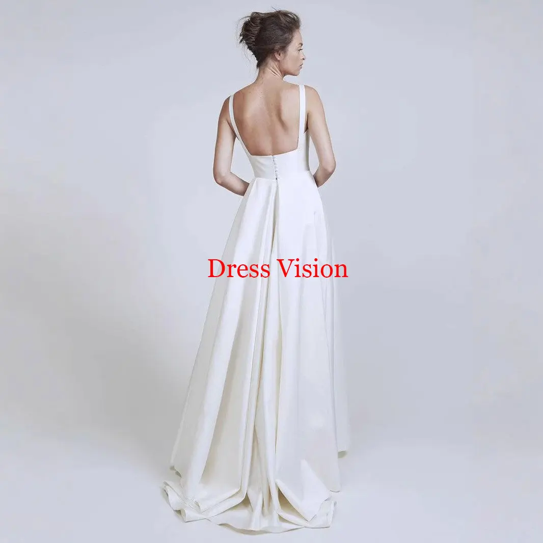 Customized Simple Satin Wedding Dresses For Women Spaghetti Straps Backless Elegant Bridal Gown A-line Bride Dresses Vestido