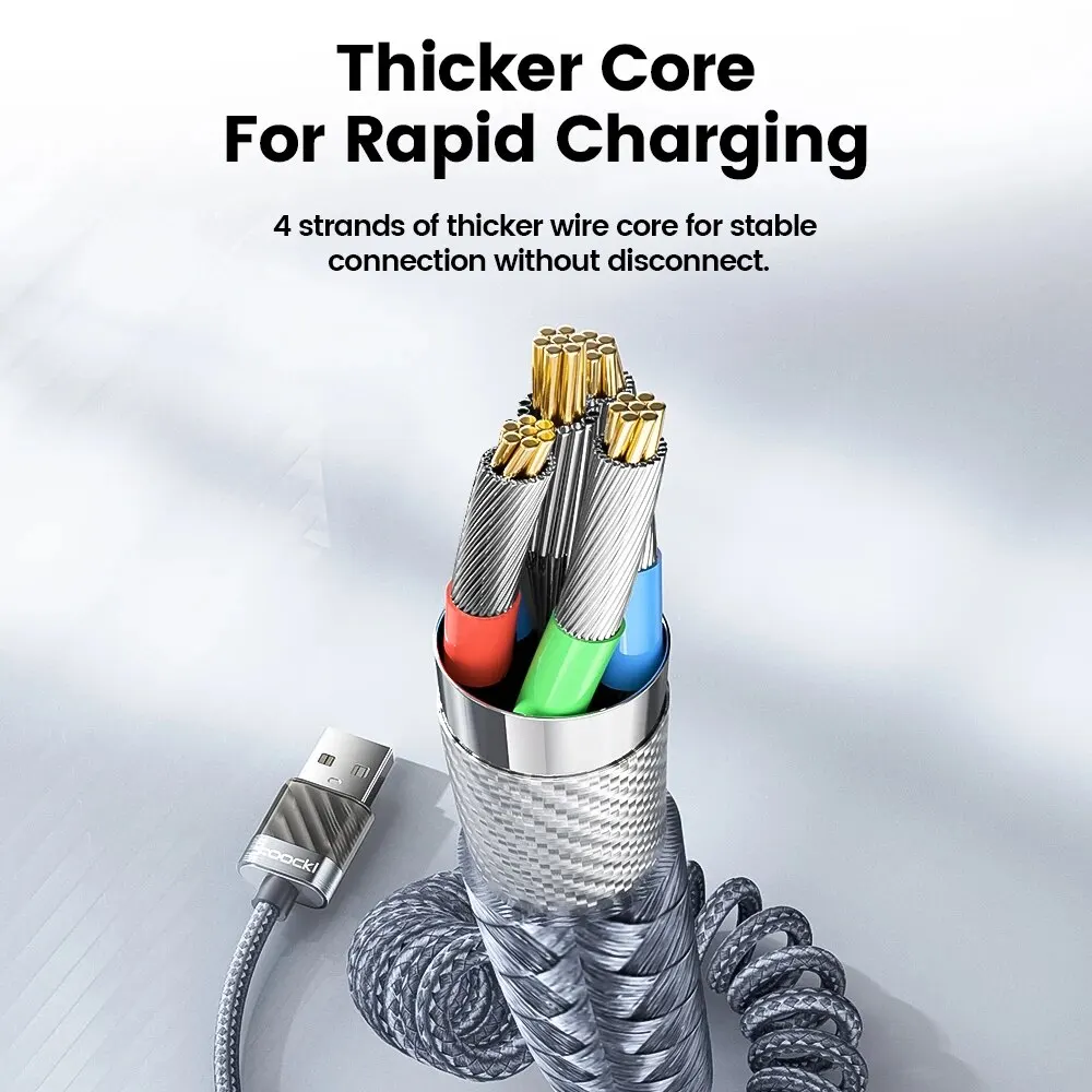 Toocki USB Type C Cable 66W Display 6A Fast Charging Charger Transparent USB C Cable Data Cord For Huawei Xiaomi Samsung Realme image 5