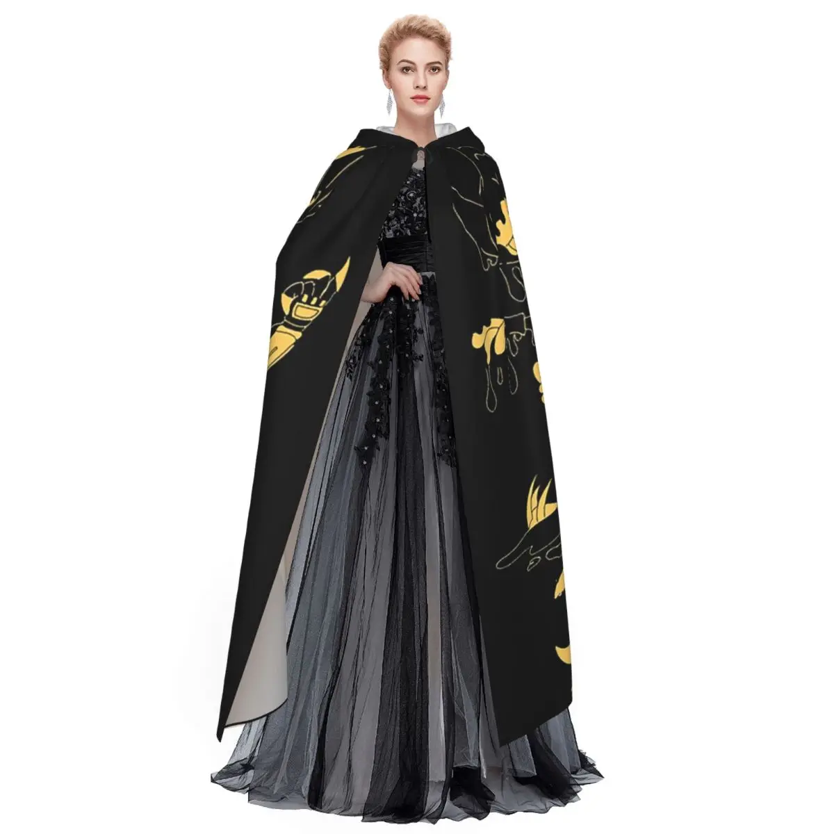 ألعاب الرعب Bendy and The INK Machine عباءة طويلة بغطاء للرأس الساحرة في القرون الوسطى زي تنكري معطف الهالوين للبالغين للجنسين