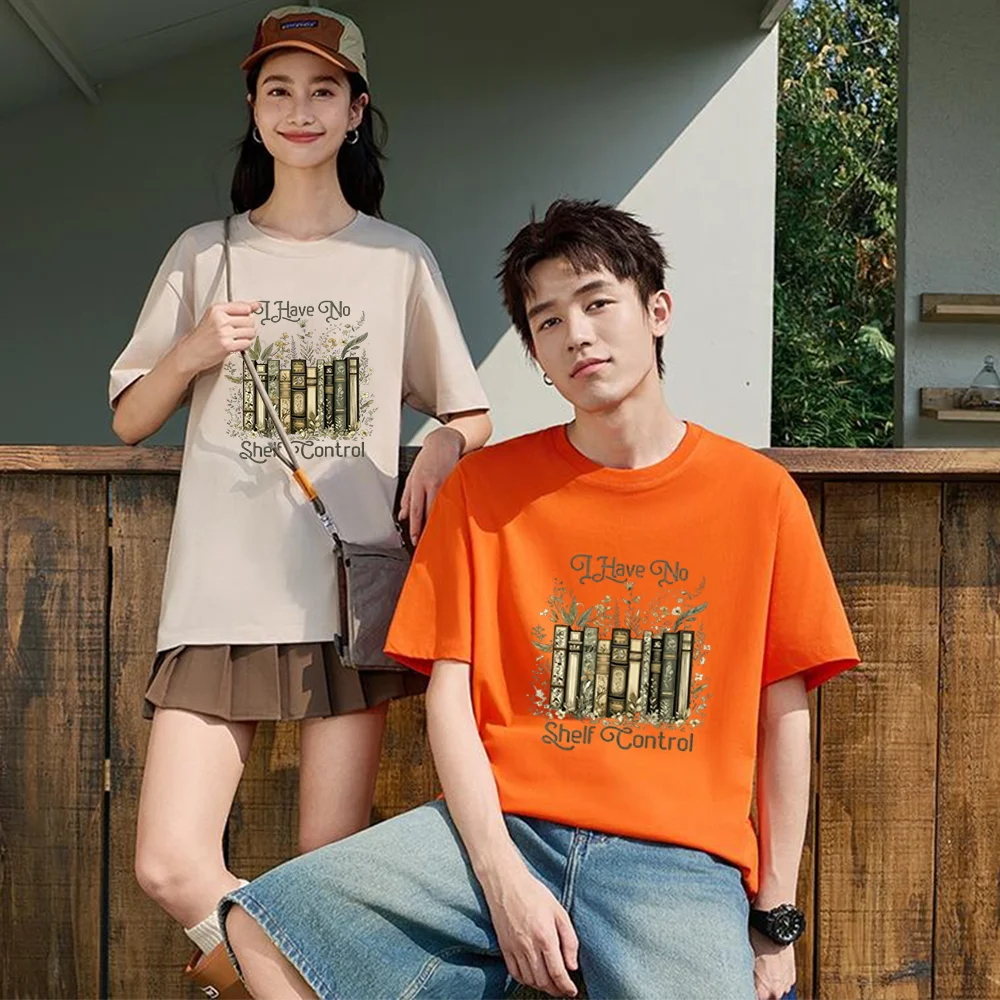 Bookshelf Flowers Quote Printed T Shirt Breathable Fabric S-XXL Personalized Custom Casual Short Sleeve Tee Aesthetic Graphic To