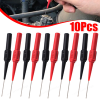 10pcs Insulation Piercing Needle Non-destructive 0.7mm Multimeter Test Probes for Banana Plug Measuring Tools Red/Black