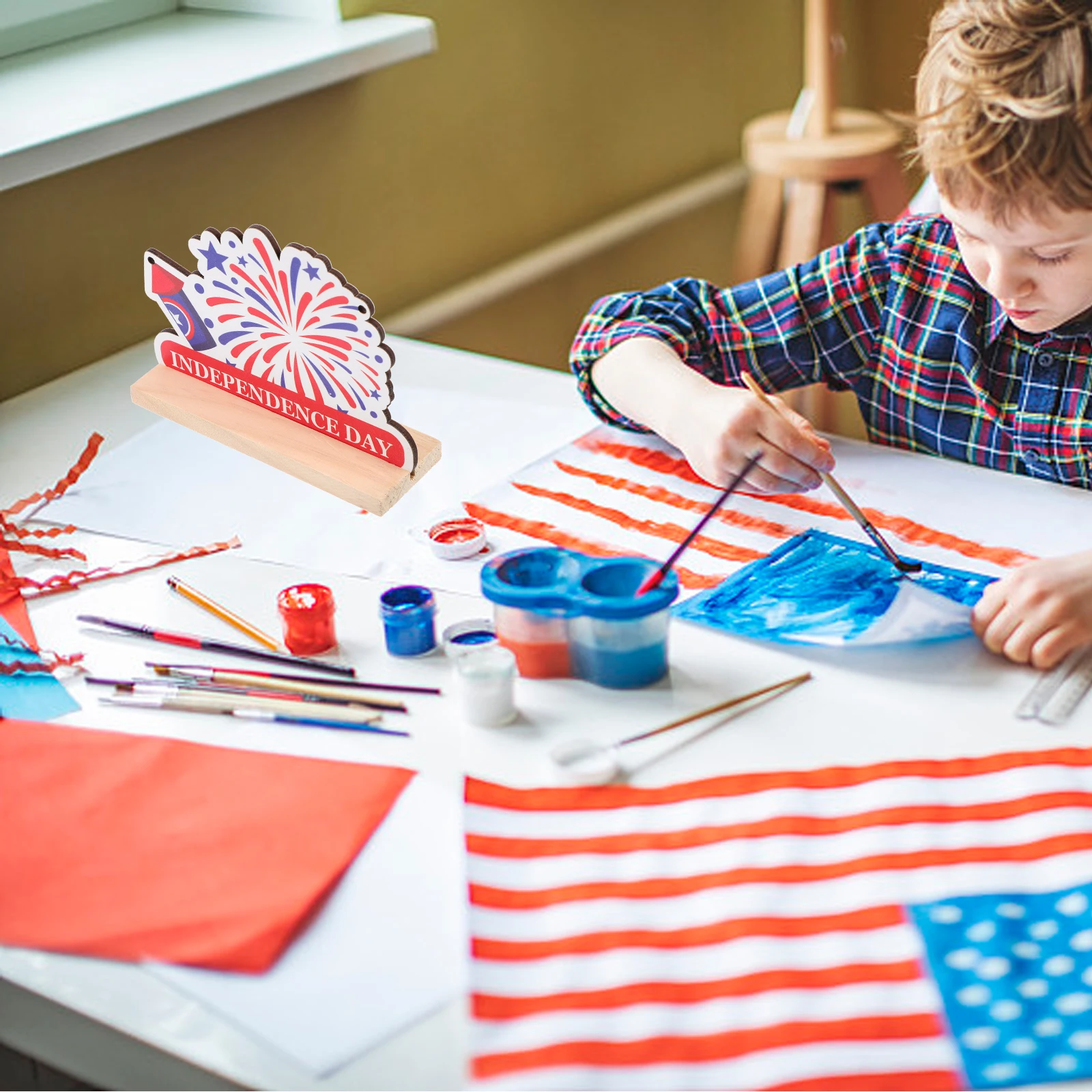 

Wooden Decorations Festival Hanging July 4th Adornment Independence Day Party Supplies Creative Design Exquisite Material Safe
