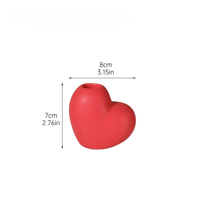 Contemporary Red Heart Form Ceramic Candle Holder Artisan Craft Object Valentine Gift Wedding Decoration Unique Couple Present