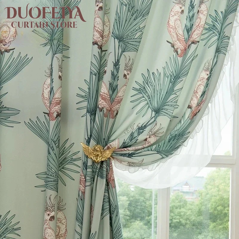 

French Parrot Jacquard Curtains for Living Room Bedroom Dining Living Room Bedroom Window Window Blackout Elegant White Tulle