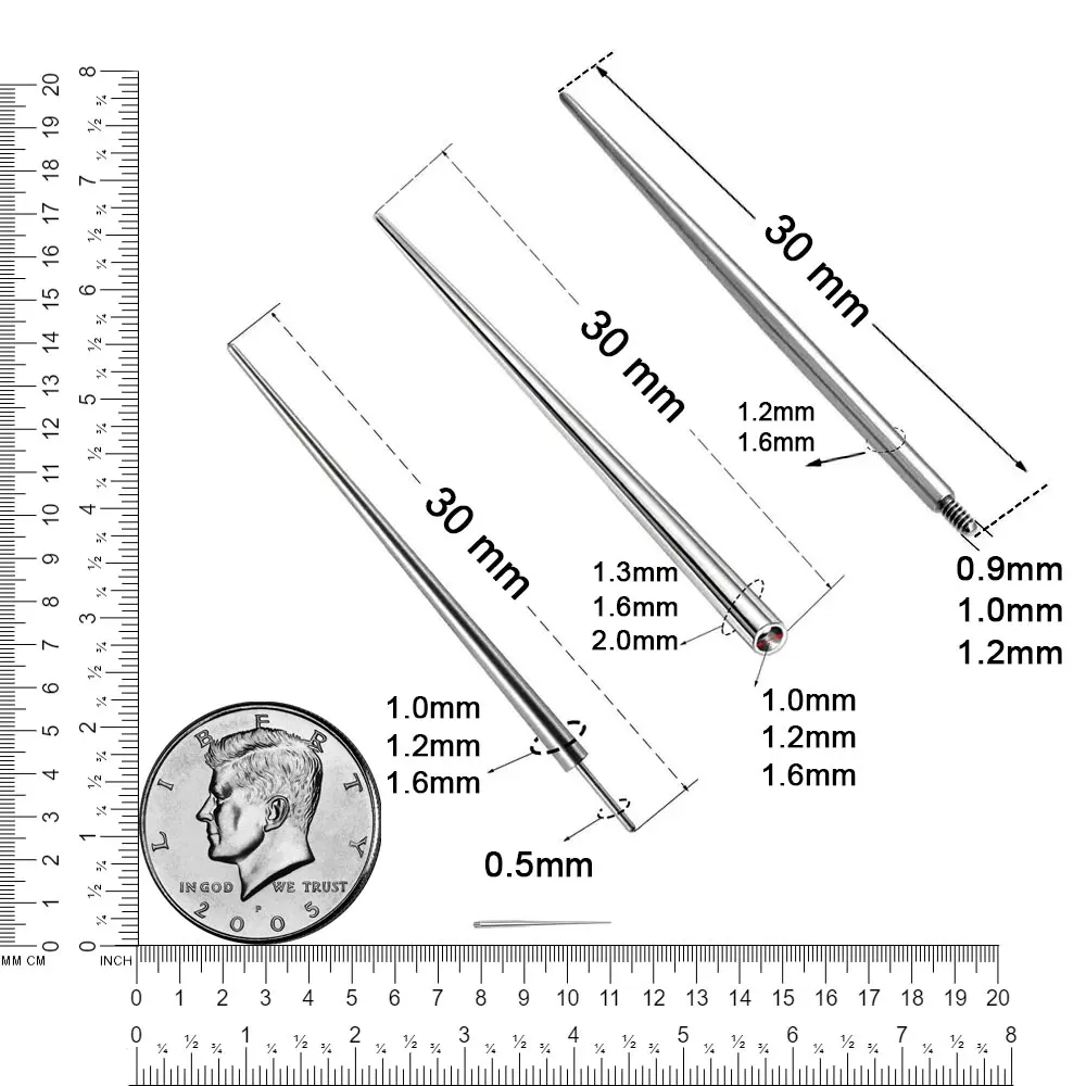 Body Piercing Tool 316L Stainless Surgical Steel Insertion Pin For Labret Nose Rings Earrings Body Piercing Jewelry Accessories