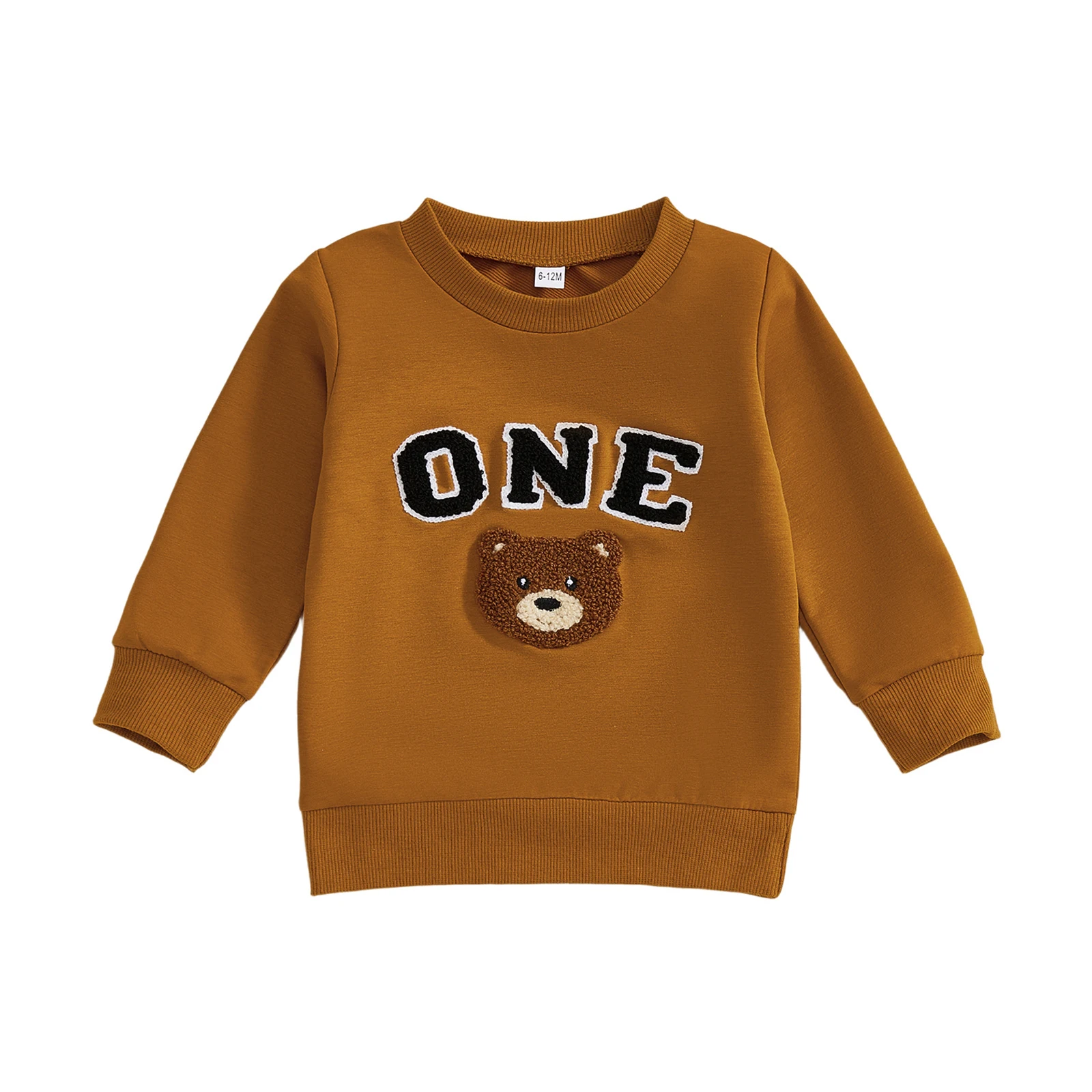 

Toddler Boys Sweatshirts Birthday Clothes Letter Bear Embroidered Crew Neck Long Sleeve Baby Pullovers Spring Clothes Tops
