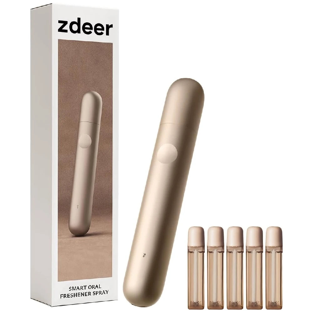 ZDEER Upgraded PW16 Electric Cool Breath Spray, Probiotic Mouth Freshener, Birthday Gift, 10ML Cartridges, 5 Natural Flavors