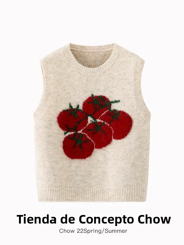 Chaleco de punto con cuello redondo a la moda para mujer, nuevo estilo de primavera, chaleco suéter suave con estampado infor...