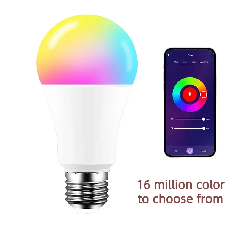 Tuya-Ampoule LED RVB Intelligente Wifi Multicolore, Éclairage Domestique, Lumière Néon Dimmable, 16 Couleurs, 220V