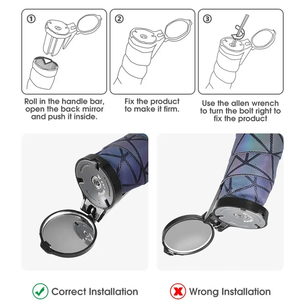 360 회전 유연한 사이클링 백미러, 자전거 핸들바 엔드 미러, 16-22mm