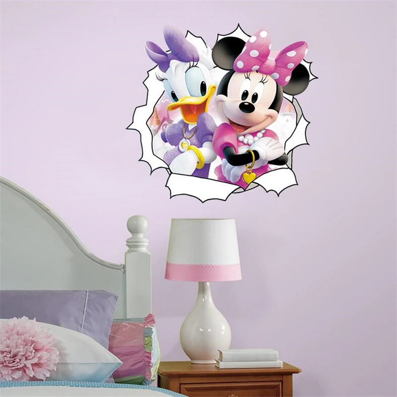 Cartoon Mickey Minnie Donald Duck adesivi murali per la camera dei bambini asilo parco divertimenti Baby Bedroom Wall Art Decoration