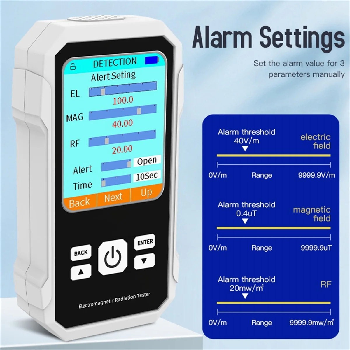 Digital Electromagnetic Radiation Detector Electric Field Magnetic-Field Intensity Tester EMF Meter VT-ER2 Black