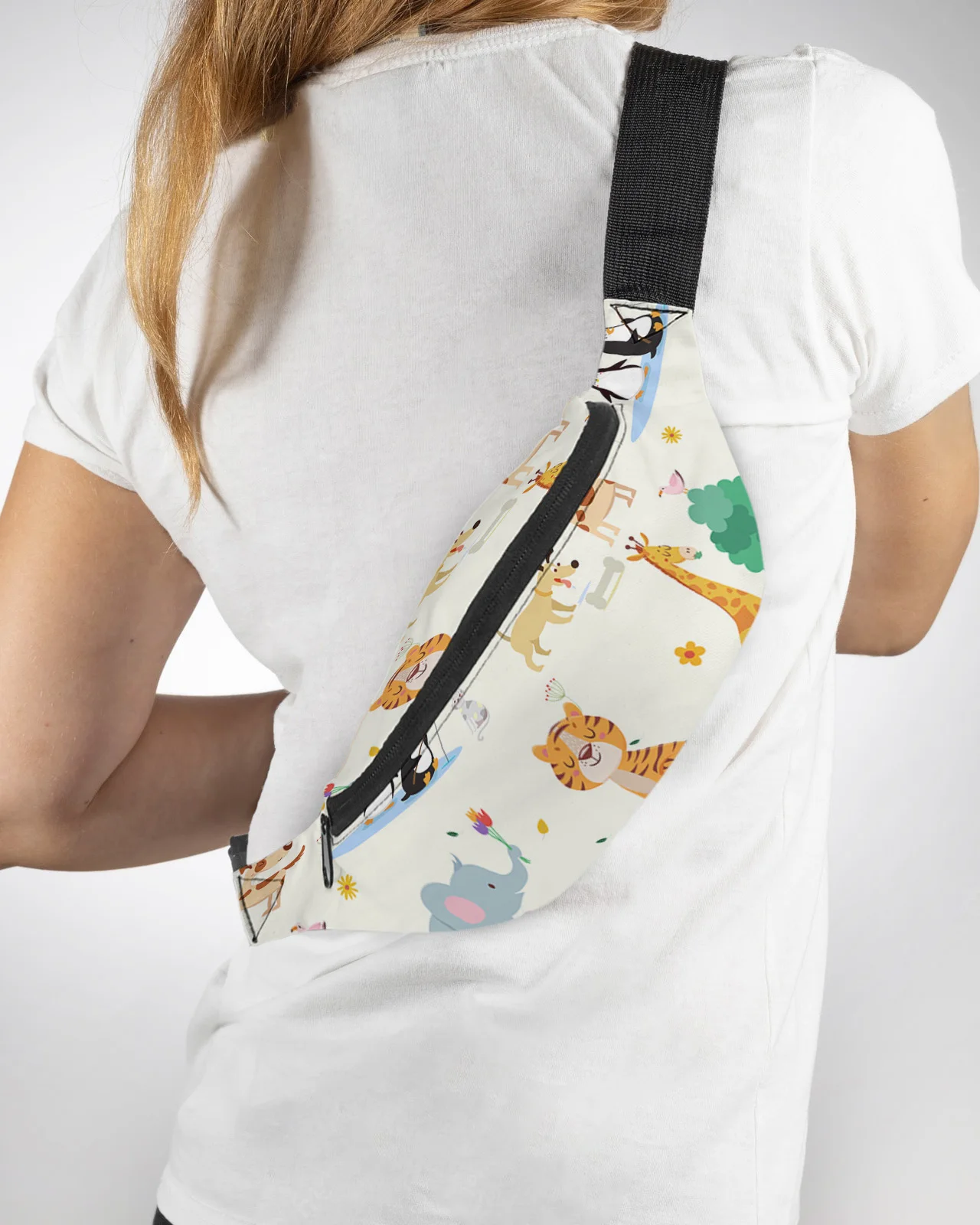 Animal Tiger Lion Elephant Penguin Men Women Waist Bag Fanny Pack Purse Phone Belt Bag Wallet Pouch Waterproof Banana Hip Bags